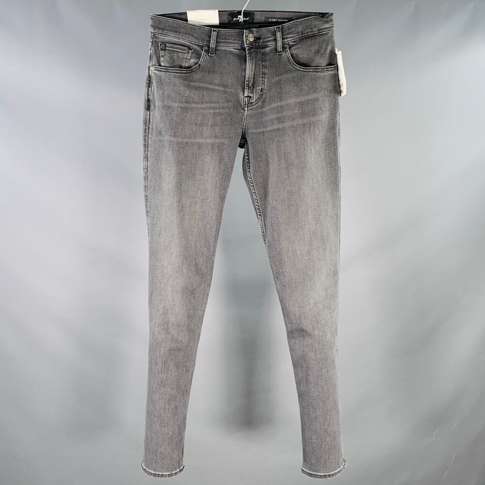 7 FOR ALL MANKIND Size 30 Grey Cotton Blend Tapered Slim Five Pockets Jeans